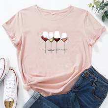 Camiseta con estampado de vino tinto Harajuku para mujer, camiseta informal con cuello redondo, camisetas de algodón para mujer 2024 - compra barato