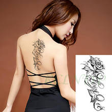 Waterproof Temporary Tattoo Sticker Rose Flower English Word "LOVE" Element Fake Tatoo Flash Tatto Arm Leg Art  for Women Men 2024 - buy cheap