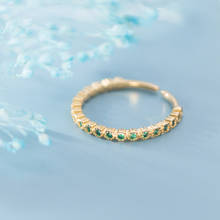 Mloveacc 925 anel de prata esterlina, anel elegante, dourado, geométrico, verde, de zircônia cúbica, aberto, ajustável para mulheres, meninas, anel de coquetel 2024 - compre barato
