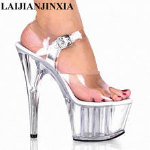 LAIJIANJINXIA New 15 CM High-Heeled Crystal Sandals Nightclub Dance Shoes Pole Dancing Shoes Model High Heels Women's Shoes 2024 - buy cheap