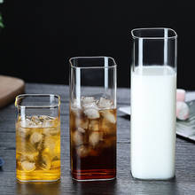 Caneca de vidro resistente ao calor, parede de vidro, café/chá, xícaras e caneca, leite, cola, café, quadrado, copos para beber 2024 - compre barato