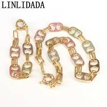 3Pcs, New Geometric Chains Colorful Zircon CZ Connector Beads Link Chain Bracelet Necklace Women Punk Fashion Jewelry 2024 - buy cheap
