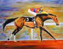 HIGH QUALITY HAND PAINTED OIL PAINTING ON CANVAS : "RACE HORSE" 2024 - купить недорого