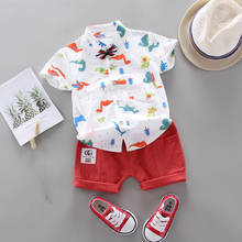 IENENS Boy Short Sleeve Clothing Set Summer Print Shirts  + Shorts Suit Baby Cotton Casual Clothing Outfits Kids Outing Wear 2024 - buy cheap