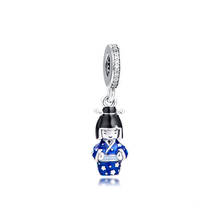 Japanese Doll in Blue Kimono Charms DIY Jewellery Fit Charm Bracelet Femme Beads for Jewelry Making 925 Sterling Silver Pendant 2024 - buy cheap