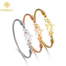 FINE4U Cute Star Shape Bangle for Women Mothers Girls Stainless Steel Twisted Cable Wire Jewelry Women Love Gift B01848 2024 - buy cheap