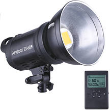Andoer EX60III Photography LED Flash Light Strobe Light 60W 5600K CRI95 16 Channels Bowens Mount LCD Display Reflector Cover 2024 - buy cheap