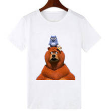 Camiseta de manga corta para niños y niñas, camisa de algodón con estampado de oso y rata, color blanco, a la moda, para verano 2024 - compra barato