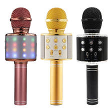 Micrófono de karaoke inalámbrico para niños, altavoz portátil con bluetooth, reproductor de KTV con luces LED de baile para el hogar, función de grabación 2024 - compra barato