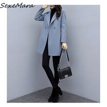 2019 Korean Plus Size Office Lady Double Breasted Woman Cashmere Woolen Pea Coat for Ladies 2024 - buy cheap