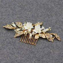 Delicate Wedding Hair Accessories Comb Clay Flower Bridal Headpiece Gold Leaf Women Hair Jewelry Handmade Combs 2024 - buy cheap