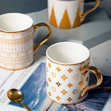 Taza de cerámica dorada para café, té, leche, taza de café con asa, regalo de novedad con caja 2024 - compra barato