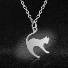 Collar de gato corriendo de acero inoxidable 100% de calidad AAAAA para mujer, regalo especial, venta al por mayor, collares con dijes de moda 2024 - compra barato