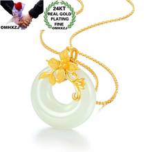 OMHXZJ Wholesale CA524 European Fashion Fine Woman Girl Party Birthday Wedding Gift Vintage Flower Round 24KT Gold Pendant Charm 2024 - buy cheap