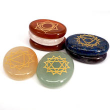 Piedras de Chakra, cristal curativo de Reiki con símbolos de Chakra grabados, conjunto de piedra de Palma pulida de equilibrio holístico, regalo, STO01 2024 - compra barato