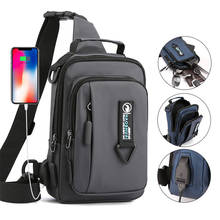 Bolso de hombro bandoleras con carga por USB Hombre, bolsa de pecho de nailon resistente al agua, informal, antirrobo, color negro 2024 - compra barato