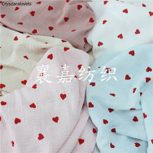 Pijamas de algodón de crepé de doble gasa, ropa de mujer de tela con corazón de amor 2024 - compra barato