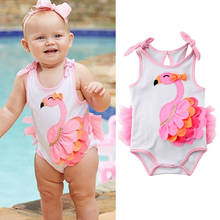 Vestido de verão para bebês recém-nascidos, vestido tutu de renda 3d com flamingo, roupas sem mangas para meninas de 0 a 18 meses 2024 - compre barato