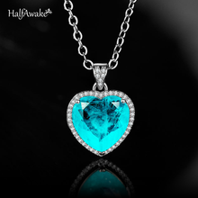 Vintage Paraiba Tourmaline Emerald Necklace For Woman Choker White Gold Chain With Heart Love Pendant Wedding Jewelry 2021 Trend 2024 - buy cheap