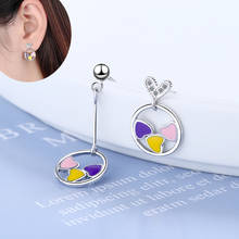 Trendy Romantic Heart-to-heart Drop Earrings Multicolor Asymmetric Tiny Piercing Earring Jewelry For Women Cute Fashion Gifts 2024 - buy cheap