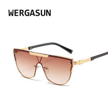 WERGASUN-gafas de sol de gran tamaño para mujer y hombre, anteojos de sol femeninos con montura grande y parte superior plana, estilo Vintage, con degradado UV400, 2020 2024 - compra barato