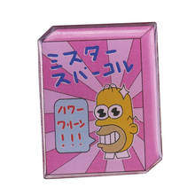 Mr sparkels falando japonês distintivo engraçado caligrafia esmalte broche americano dos desenhos animados jóias