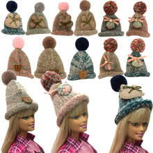 Nk chapéu de boneca com tecido aleatorio, chapéu fofo de malha, moda diária, acessórios para boneca barbie presentes brinquedos diy 14a 4x 2024 - compre barato