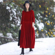 Winter Women Velvet Long Dresses Autumn Office Retro Elegant Party Dress Women Maxi Vestido Dresses for women 2022 2024 - buy cheap