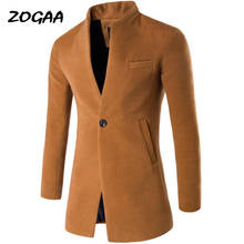 ZOGAA Hot 2019 New Style Fashion Hot Winter Warm Men's Solid Button with Pocket British Style Woolen Casual Trench Overcoat Long 2024 - купить недорого