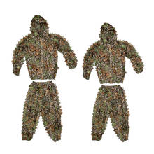 Trajes Ghillie elásticos con capucha de camuflaje 3D, ropa, chaqueta, pantalones, diseño de cremallera para tiro de caza 2024 - compra barato