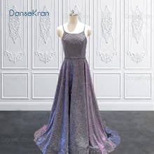 Shiny Purple Prom Dress 2022 Spaghetti Strap Formal Evening Dresses Women Lace Up Back Floor Length A-line Maxi Gowns 2024 - buy cheap