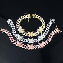 Christmas Sweet Gift Fashion Butterfly Bracelet For Women Gold Silver Color Shiny Cz Zircon Hip Hop Bracelet New Design Jewelry 2024 - buy cheap