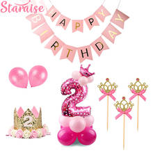 Staraise 2nd Birthday Party Decoration Pink Girl 2 Birthday Balloons Number Balloon 2 Years Old Kids Two Birthday Party Supplies 2024 - buy cheap