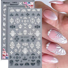 5D наклейки для ногтей украшения белые рельефные цветы кружевные наклейки для дизайна ногтей слайдеры японский дизайн маникюра фольги обертывания TR5D-K-3 2024 - купить недорого