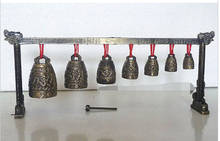 Artesanía china de latón de cobre para decoración, instrumento Musical de meditación asiática con 7 campanas ornamentadas, diseño de dragón, jardín 2024 - compra barato