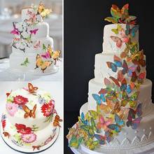 Herramienta para pastel, 10 Uds. De mariposas mezcladas, papel de arroz glutinoso oblea, adornos para cupcakes para pastel de boda, Decoración de cumpleaños 2024 - compra barato