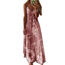 Vestido de talla grande para mujer, sin mangas, con estampado Floral y escote triangular, holgado, con tirantes 2024 - compra barato