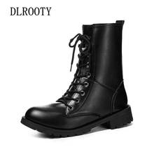 Women Ankle Martin Boots Autumn Female Casual Shoes Woman Flat Fashion Platform Round Toe Lace Up Solid Plus Size 35-42 2024 - buy cheap