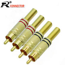 10pcs/lot RCA Male Plug Soldering Wire Connector with Spring Gold Tone RCA Connector Gold Plated Speaker Plug Jack Red+Black 2024 - buy cheap