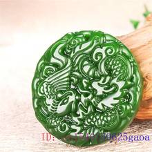 Green Jade Dragon Phoenix Pendant Chinese Gifts Fashion Carved Jewelry Men Natural Women Necklace Charm Jadeite Amulet 2024 - buy cheap