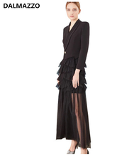 Черно-белое женское Повседневное платье с длинным рукавом в стиле пэтчворк из сетчатой ткани 2020 весеннее дизайнерское женское подиумное платье большого размера Vestidos 2024 - купить недорого