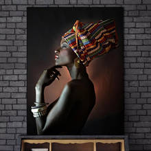 African Black Nude Woman Indian Headband Portrait Canvas Painting Posters & Prints Scandinavian Wall Art Picture for Living Room 2024 - buy cheap