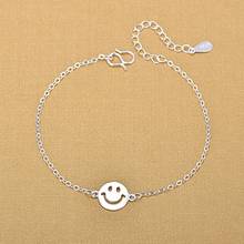Solid Silver Anklets 925 Fashion Silver Jewelry Chain Smile Face Anklet for Women Girls Friend Foot Barefoot Leg Jewelry Gift 2024 - buy cheap