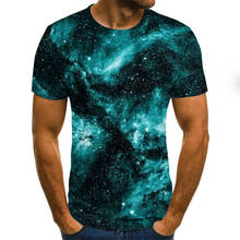 Camisa masculina bonita com estampa de céu estrelado, camiseta de manga curta com estampa 3d, gola redonda, moda de verão, 2020 2024 - compre barato