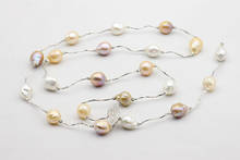 Collar largo de perlas de estilo barroco, joyería de moda, Edison, Perla natural de agua dulce, gran oferta 2024 - compra barato