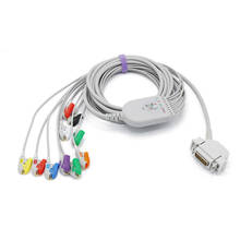 Cable EKG de una pieza, 10 cables de plomo DB15, enchufe Grabber Clip AHA estándar para máquina Siemens Hellige ECG 2024 - compra barato
