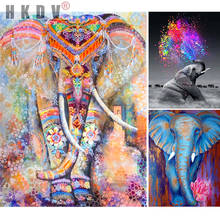 HKDV 5D Diy Diamond Painting Colorful Elephant Cross Stitch Kit Full Round Drill Diamond Embroidery Mosaic Picture Home Decor 2024 - buy cheap