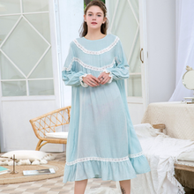 Korean nightdress sweet cotton sleepwear female spring autumn leisure home clothes long nightgown women loose lady nightshirt 2024 - buy cheap