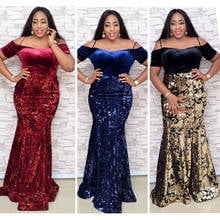 New African Dresses For Women Dashiki Long African Dress Clothes Velvet sequins Bazin Autumn Robe Africaine Femme 2019 Clothing 2024 - buy cheap