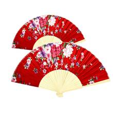 Ventilador plegable de mano con estampado Floral clásico japonés, accesorio de fotografía para decoración, abanicos para boda, leque 2024 - compra barato